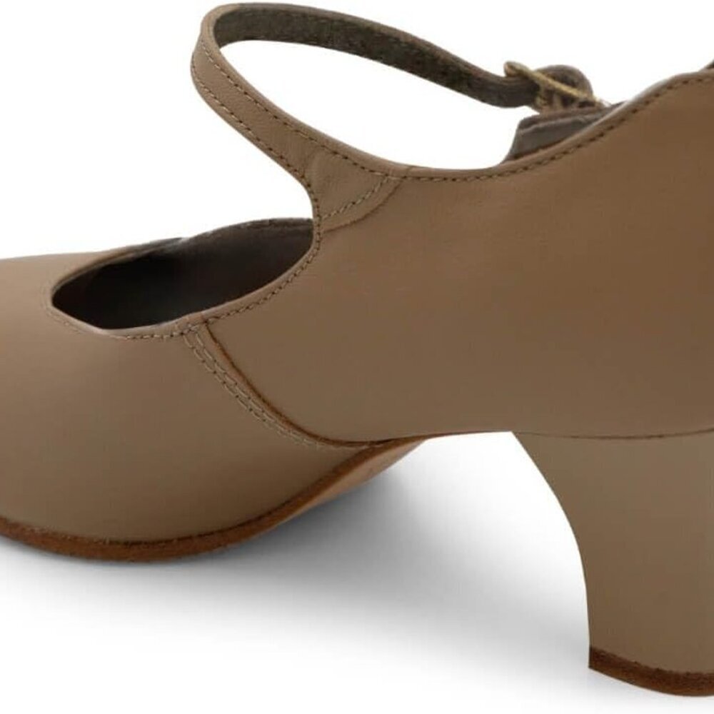 Women's Leather Dance Shoe Size 7.5 Wide Buckle Mary-Jane Non-slip Heel - Picture 5 of 6
